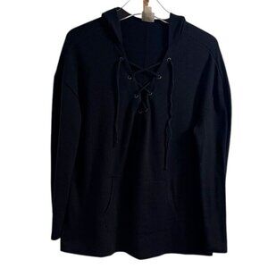 Mossimo Supply Women's Black Tie Closure Lightweight Hoodie SIZE-LARGE